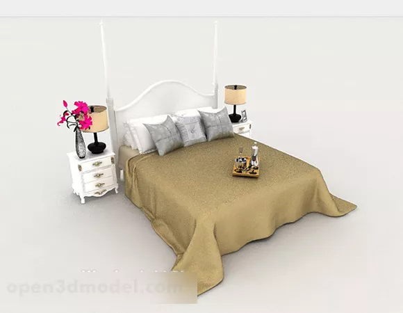 European Simple Home Brown Double Bed 3d model European Simple Home Brown Double Bed 3d model