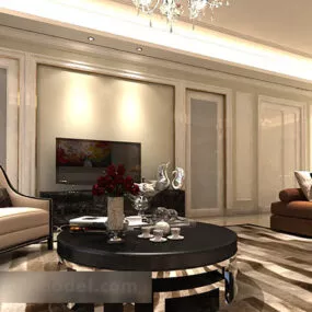 European Simple Living Room Interior 3d model