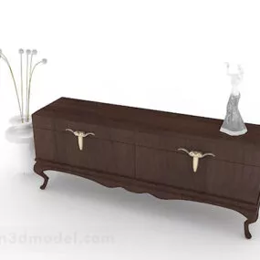 European Simple Wooden Tv Cabinet 3d model