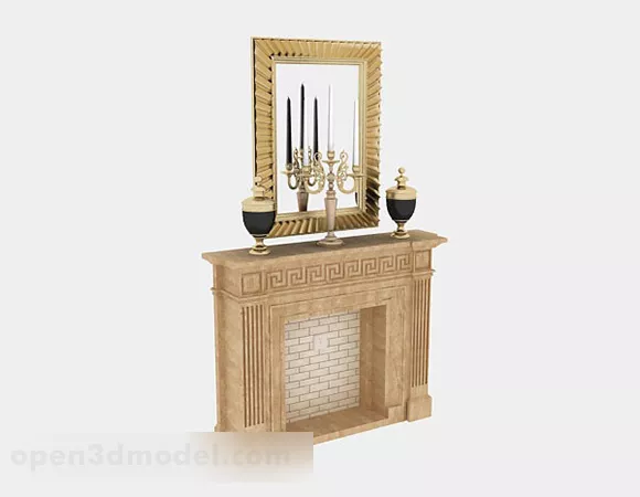 Modern Flat Fireplace 3d model