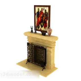 European Simple Yellow Fireplace 3d model