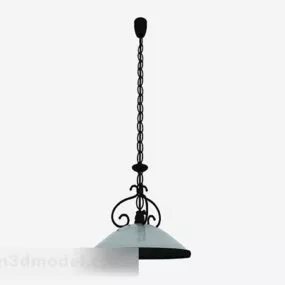 European Single Round Metal Chandelier 3d model