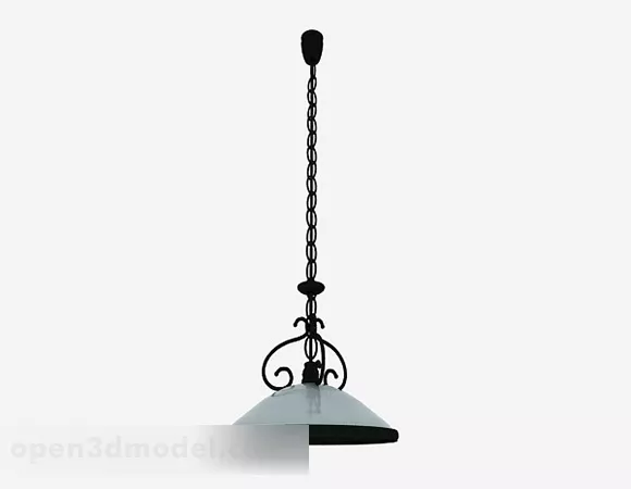 European Single Round Metal Chandelier 3d model European Single Round Metal Chandelier 3d model