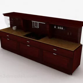 European Solid Wood Linear Cabinet 3d model
