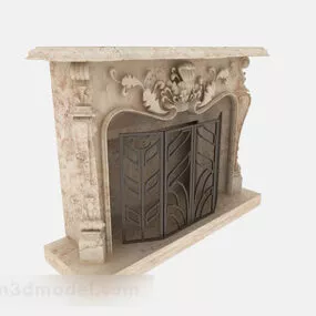 European Stone Fireplace V1 3d model