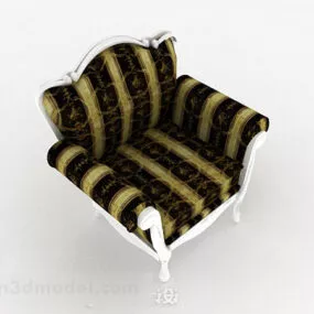 European Striped Fabric Single Sofa 3d model