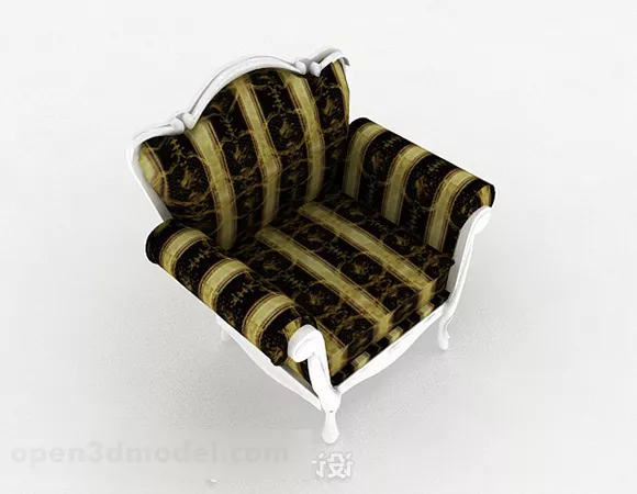 European Striped Fabric Single Sofa 3d model European Striped Fabric Single Sofa 3d model