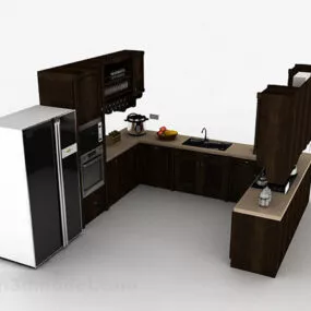 European U Shaped Wooden Design Cabinet 3d model