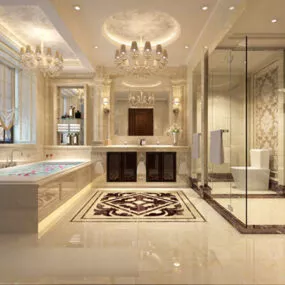 European Style Bathroom Chandeliers Interior 3d model