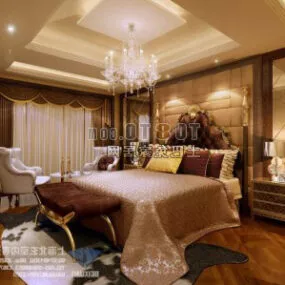 Classic European Style Bedroom Interior 3d model