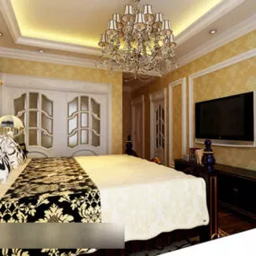 European Style Bedroom Lamp Interior 3d model