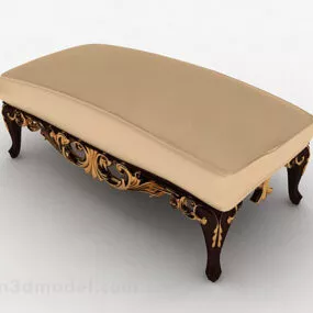 European Beige Footstool Sofa 3d model