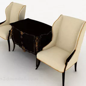 European Style Beige Home Chair 3d model
