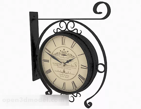 Retro Circle Alarm Clock Round Shape 3d model