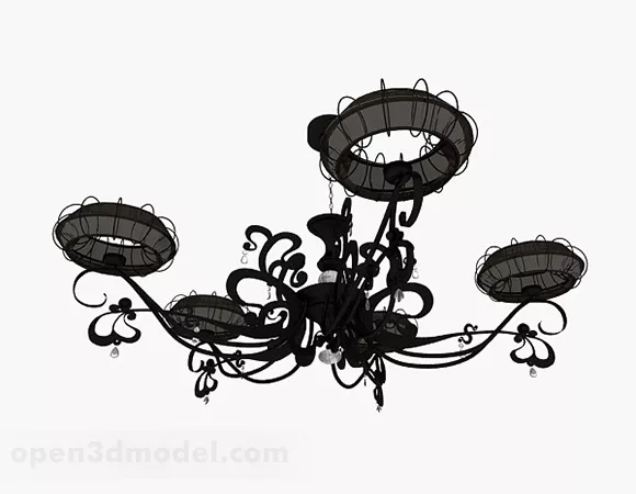 European Black Metal Ing Chandelier 3d model European Black Metal Ing Chandelier 3d model