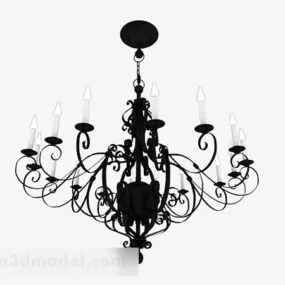 European Black Pear Shaped Chandelier 3d model