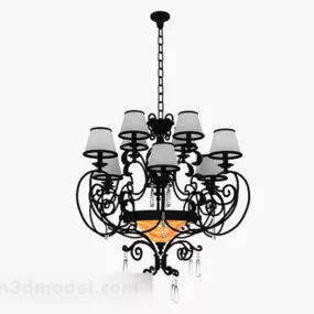 Black Pear Shaped Crystal Chandelier 3d model