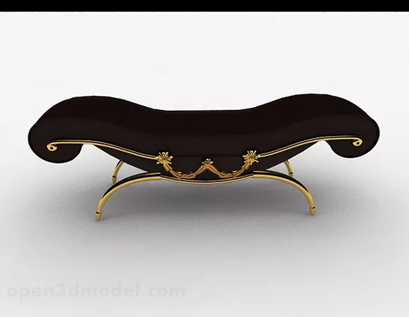 European Style Black Sofa Footstool 3d model European Style Black Sofa Footstool 3d model