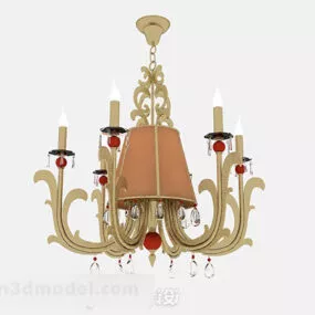 European Brown Candle Chandelier 3d model