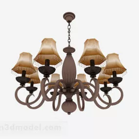 European Style Brown Metal Chandelier 3d model