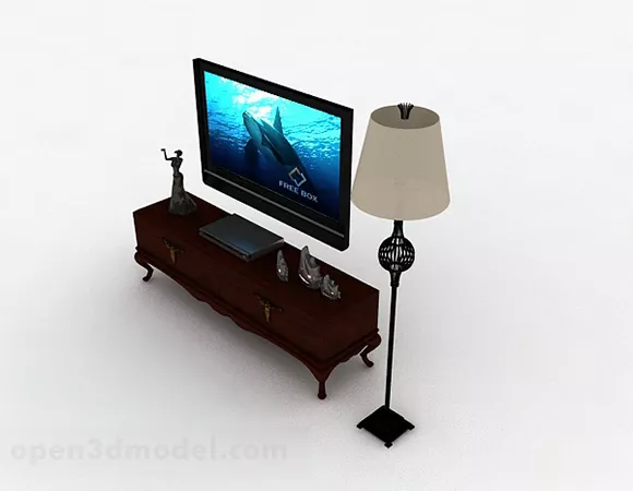 European Brown Tv Cabinet 3d model European Brown Tv Cabinet 3d model