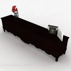 European Brown Wooden Tv Cabinet 3d model