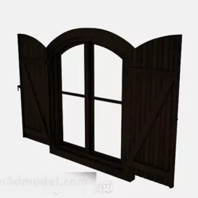 European Wooden 2 Storey Doors Windows 3d model