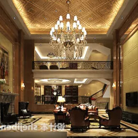 European Style Double Ceiling Interior 3d model