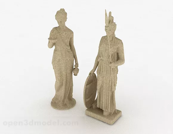 Ancient Greek Statue Man Sitting 3d model