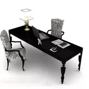 European Style Home Desk And Chair 3d model