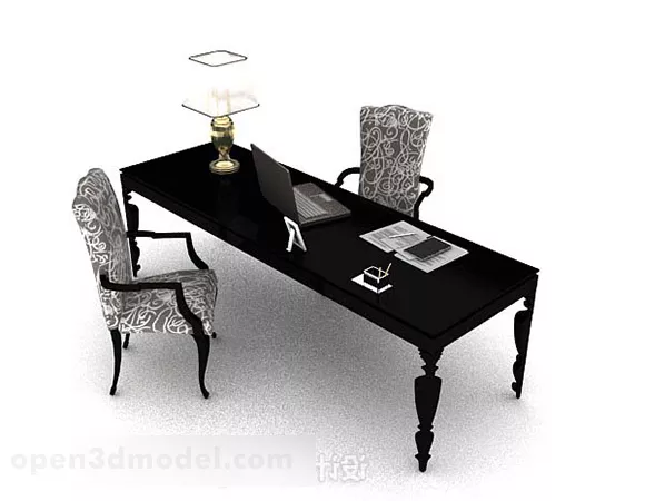European Style Home Desk And Chair 3d model European Style Home Desk And Chair 3d model