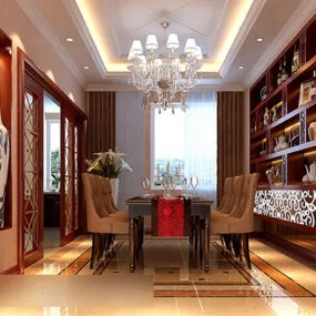 European Style Home Dinning Room Interior 3d model