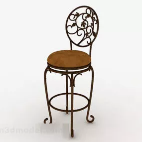 European Style Iron Brown Leisure Chair 3d model