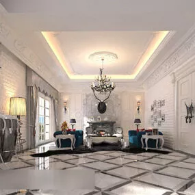 European Style Living Room Interior V9 3d model