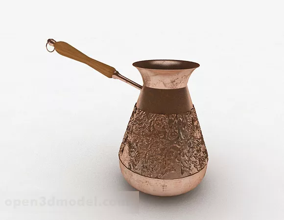 Aluminum Kettle With Black Handle 3d model