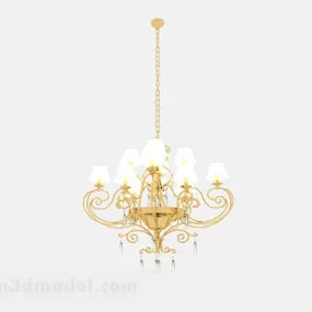 Metal Iron Carved Crystal Chandelier 3d model