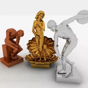 European Style Metal Sculpture Character 3d model