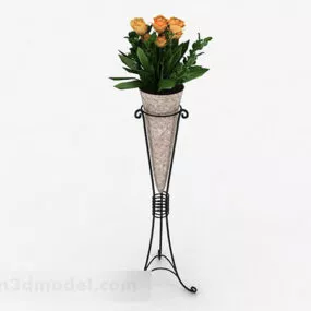 European Style Orange Flower Vase 3d model