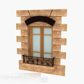 European Style Outdoor Window 3d model