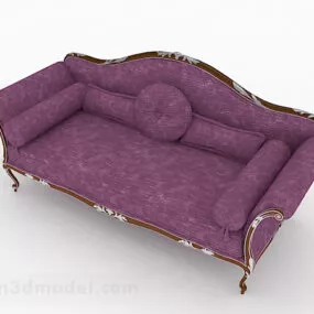 European Style Purple Double Sofa Furniture 3d model