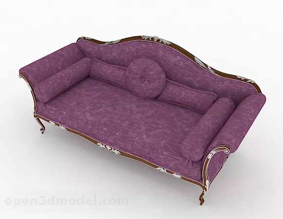 European Style Purple Double Sofa Furniture 3d model European Style Purple Double Sofa Furniture 3d model