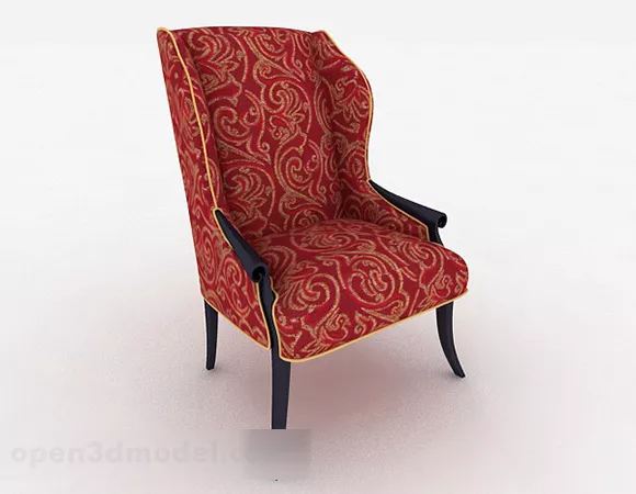 European Style Red Fabric Single Chair 3d model European Style Red Fabric Single Chair 3d model
