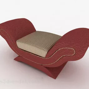 European Red Fabric Sofa Footstool 3d model
