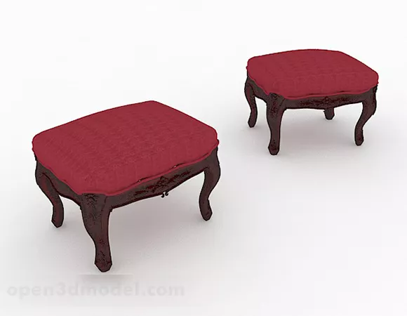 European Style Red Sofa Stool Decor 3d model European Style Red Sofa Stool Decor 3d model