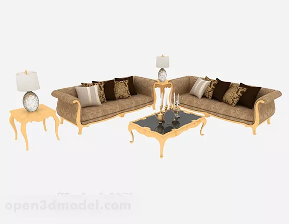 European Style Retro Brown Sofa 3d model European Style Retro Brown Sofa 3d model