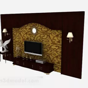 European Retro Pattern Tv Background Wall 3d model