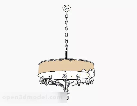European Round Carved Chandelier 3d model European Round Carved Chandelier 3d model