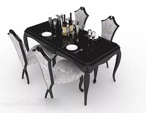 European Style Simple Wooden Dining Table And Chair 3d model European Style Simple Wooden Dining Table And Chair 3d model