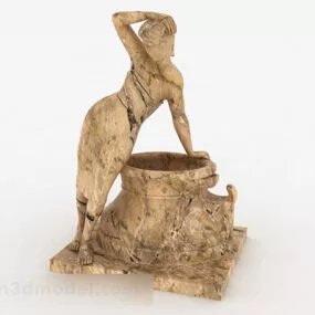 European Stone Maid Statue 3d model