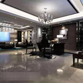 European Style Study Interior 3d model